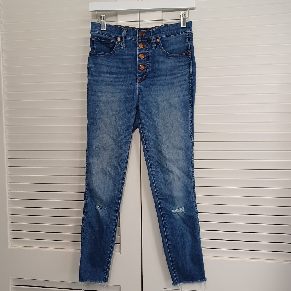 Madewell Jeans 10" High Rise Button Fly‎ Skinny Crop Blue Denim Womens 26